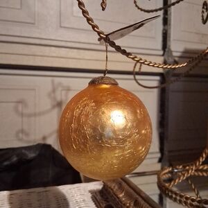 Large Vintage Gold Crackle KUGEL from India